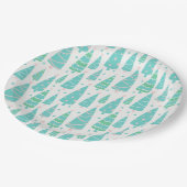 パステルクリスマスツリーフォレスト ペーパープレート (アングル)