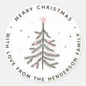 パステルクリスマスツリーホリデイ ラウンドシール (正面)