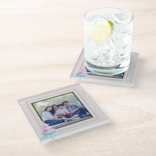 パステルクリスマスツリー ガラスコースター (アングル)