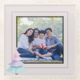 パステルクリスマスツリー ガラスコースター