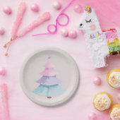 パステルクリスマスツリー ペーパープレート (パーティー)
