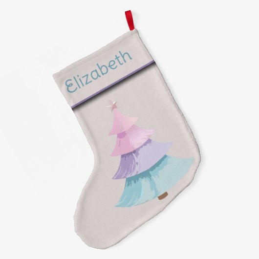 パステルクリスマスツリー ラージクリスマスストッキング (裏面 (吊り時))