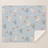 パステルクリスマスバードシームレスパターン シェルパブランケット (正面(横))