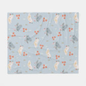 パステルクリスマスバードシームレスパターン フリースブランケット (正面(横))