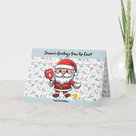 パステルクリスマスピックルボールサンタ シーズンカード (正面)