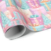 パステルクリスマスプレゼント&ツリーズ紙 ラッピングペーパー (ロールコーナー)