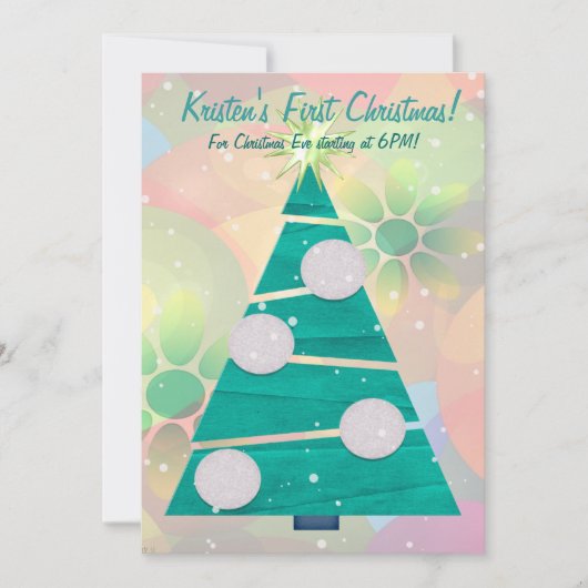 パステルクリスマスホリデイ1stクリスマスパーティー 招待状 (正面)