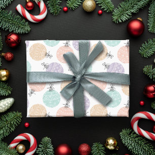 パステルクリスマスボール ラッピングペーパー