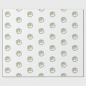 パステルクリスマスリースブルーボウギフト ラッピングペーパー (フラット)