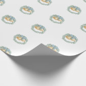 パステルクリスマスリースブルーボウギフト ラッピングペーパー (角)