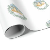 パステルクリスマスリースブルーボウギフト ラッピングペーパー (ロールコーナー)