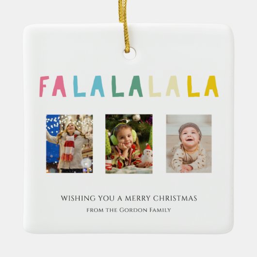 パステルクリスマス引用文ファララ3フォトコラージュ セラミックオーナメント (正面)