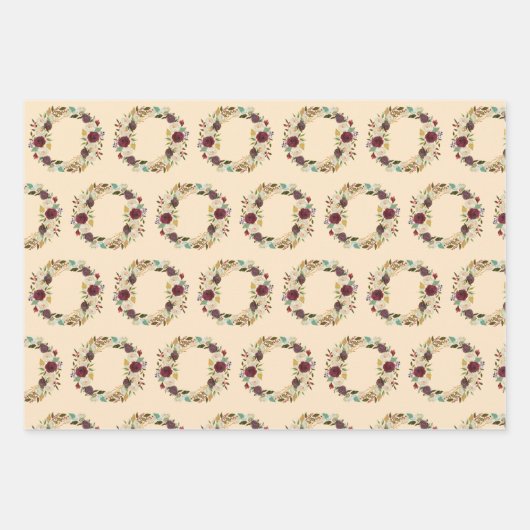 パステルクリスマス花模様 ラッピングペーパーシート (正面2)