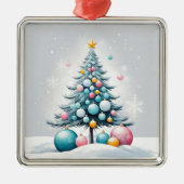 パステルクリスマス | 特大ブルーピンクオーナメント メタルオーナメント (正面)