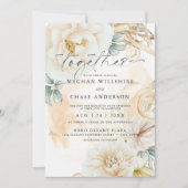 パステルクリーミーゴールデンロッドウォーターカラーブーケ 招待状 (正面)