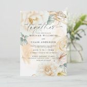 パステルクリーミーゴールデンロッドウォーターカラーブーケ 招待状 (スタンド正面)