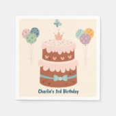 パステルクリームお誕生日ケーキとバルーン スタンダードカクテルナプキン (正面)