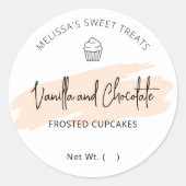 パステルクリームウォーターカラーデザートベーカリー包装 ラウンドシール (正面)