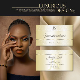 パステルクリームゴールデンスパークルグリッターとイニシャル 名刺