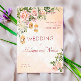 パステルクリームバラモロッコランタン結婚ズ 招待状
