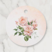 パステルクリームピンクパーソナライズされたバラ フェイバータグ (裏面)