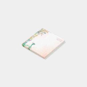 パステルクリームフローラピーコックテンプレートポストイットノート ポストイット