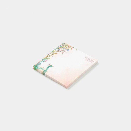 パステルクリームフローラピーコックテンプレートポストイットノート ポストイット (アングル)