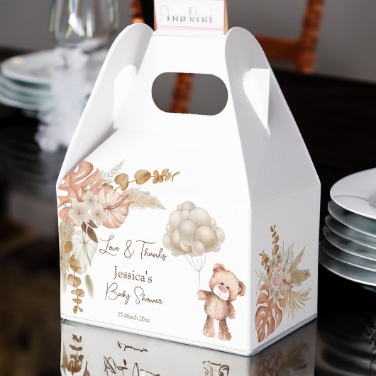 パステルクリームブラウンボホ乾燥花ベビーシャワー フェイバーボックス