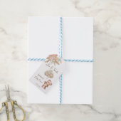 パステルクリームブラウンボホ乾燥花ベビーショウ ギフトタグ (より糸付き)