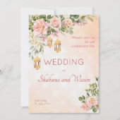 パステルクリームローズ モロッコランタン ウェディング 招待状 (正面)