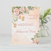 パステルクリームローズ モロッコランタン ウェディング 招待状 (スタンド正面)