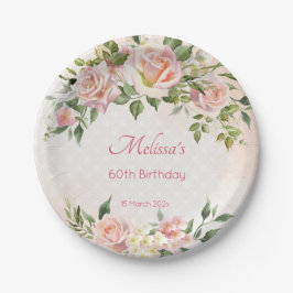 パステルクリーム赤面ピンクローズパーソナライズされた ペーパープレート