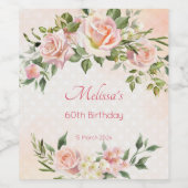 パステルクリーム赤面ピンクローズパーソナライズされた ワインラベル (シングルラベル)