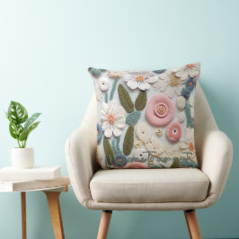 パステルクロチェットニットフローラ装飾用クッション クッション
