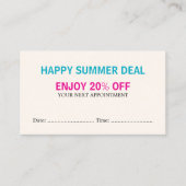 パステルクールカラーサロンアポイントメントクーポン 割引カード (正面)