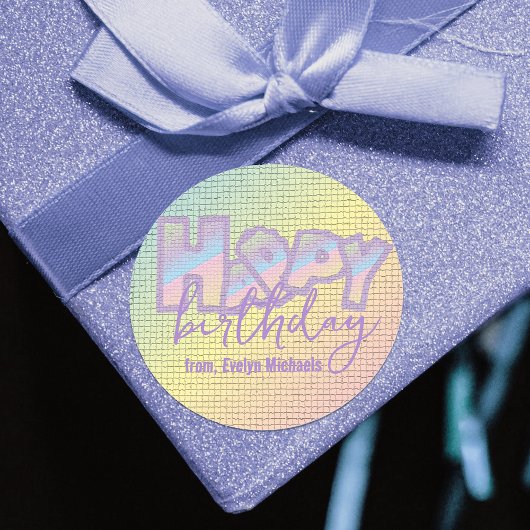 パステルクールグラフィティオンモザイクタイルハッピーバースデー ラウンドシール