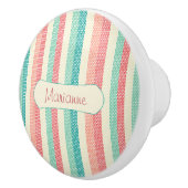 パステルクールデニムストライプパーソナライズされた セラミックノブ (右)