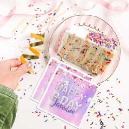 パステルグモダンラムトレンディーバルーンハッピーバースデー スタンダードカクテルナプキン