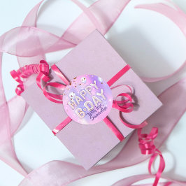 パステルグモダンラムトレンディーバルーンハッピーバースデー ラウンドシール