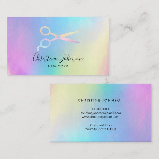 パステルグラディエントのパステルシザーロゴ 名刺 (正面/裏面)