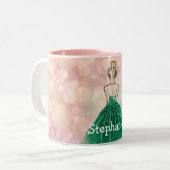 パステルグラディエントグリッターレインボー《写真》ぼけ味 ツートーンマグカップ (正面左)