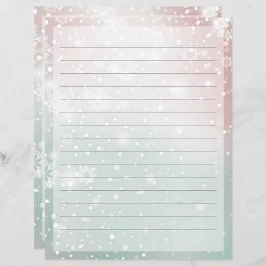 パステルグラディエントスノークリスマス文房具紙 (正面/裏面)