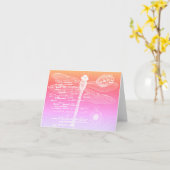 パステルグラディエントドラゴンフライのノートカード カード (黄色い花)