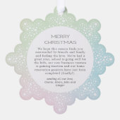 パステルグラディエントブリザードドット雪のフォトホリデー オーナメントカード (裏面)