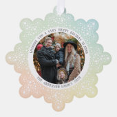 パステルグラディエントブリザードドット雪のフォトホリデー オーナメントカード (正面)