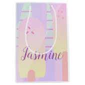 パステルグラデーションアイスポップ・アートのストライプズ ミディアムペーパーバッグ (正面)