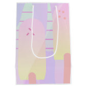 パステルグラデーションアイスポップ・アートのストライプズ ミディアムペーパーバッグ (裏面)