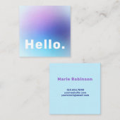 パステルグラデーションアクアブルー薄紫ラベンダーハロー スクエア名刺 (正面/裏面)