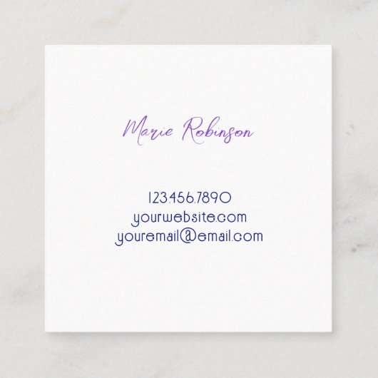 パステルグラデーションアクアラベンダーラッッシュメイクアップアーティスト スクエア名刺 (裏面)