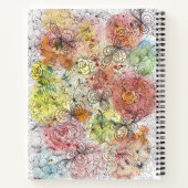 パステルグラデーションウォーターカラーとインクフローラドードル ノートブック (裏面)